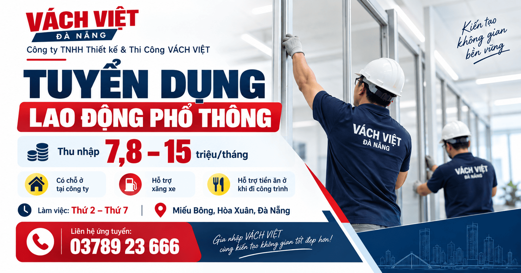 Vách Việt Đà Nẵng tuyển dụng lao động phổ thông